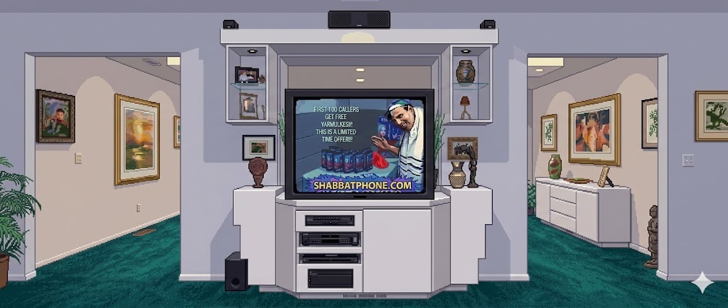ShabbatPhone — pixel art living room